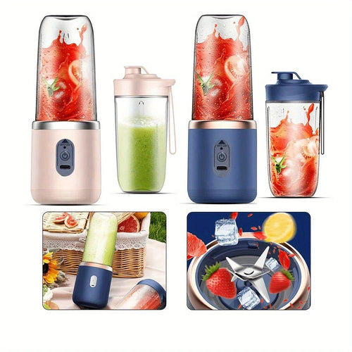 Hexa Blade 2in1 Rechargeable Mini Automatic  Electric Juicer | Portable USB Blender Cup |  Fresh Juice Smoothie Maker | Gym Home Travel  | Pakistan
