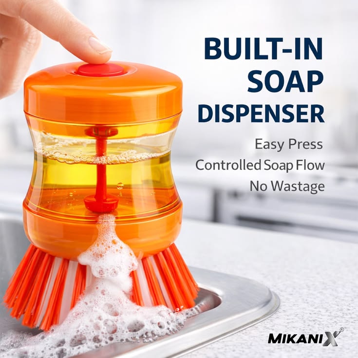 Self Dispensing Dish Brush | Built-in Soap  Dispenser | Kitchen Scrubber | Pakistan