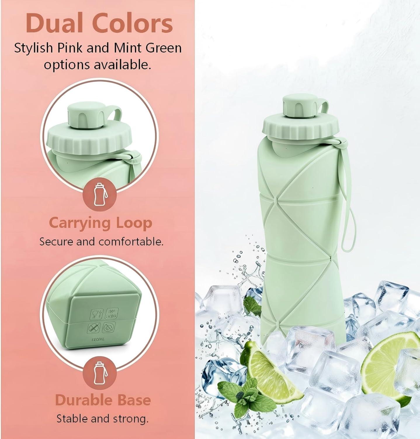 Collapsible Silicone Water Bottle | Foldable  BPA Free | Travel Gym Hiking | Pakistan