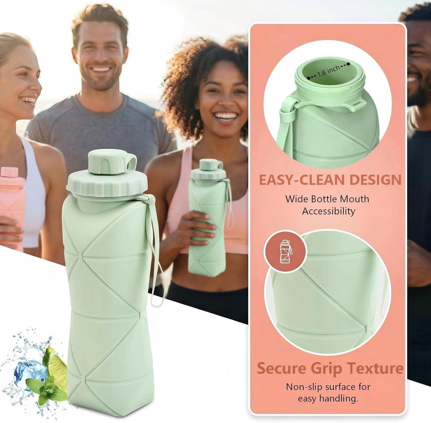 Collapsible Silicone Water Bottle | Foldable  BPA Free | Travel Gym Hiking | Pakistan