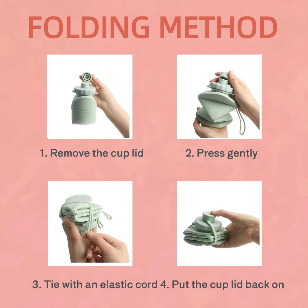Collapsible Silicone Water Bottle | Foldable  BPA Free | Travel Gym Hiking | Pakistan