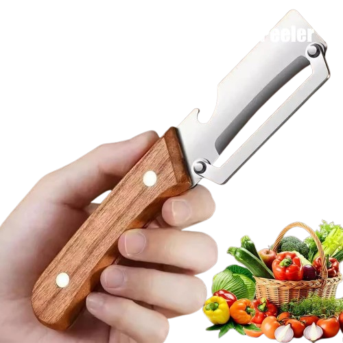3 in 1 Wooden Handle Vegetable Peeler |  Bottle Opener | Stainless Steel | Pakistan