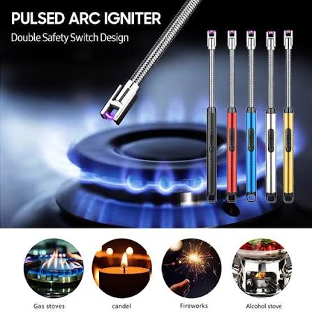 USB Rechargeable Arc Lighter | Metal Hanging Hook | Flameless | COD Pakistan