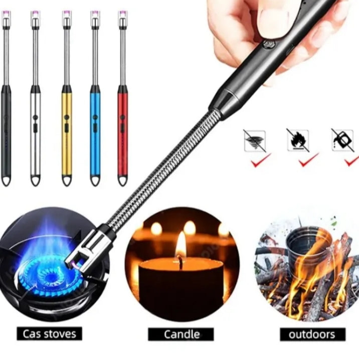 USB Rechargeable Arc Lighter | Metal Hanging Hook | Flameless | COD Pakistan
