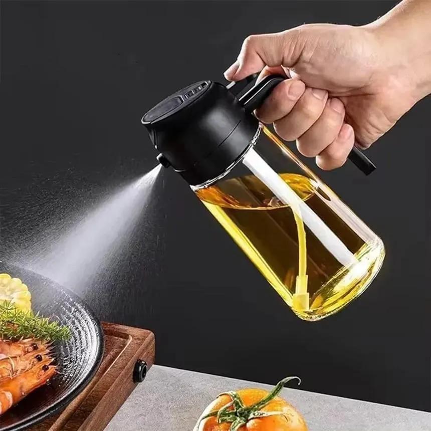 2 in 1 Glass Oil Spray Bottle 470ml | BPA Free Kitchen Dispenser | Pakistan