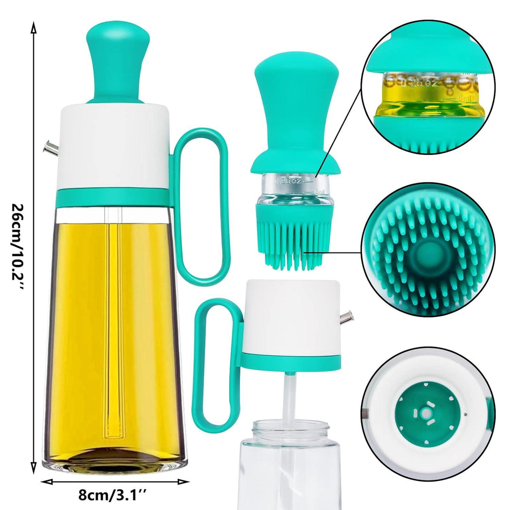 3-in-1 Oil Dispenser 550ml – Spray, Pour & Brush (BPA Free)