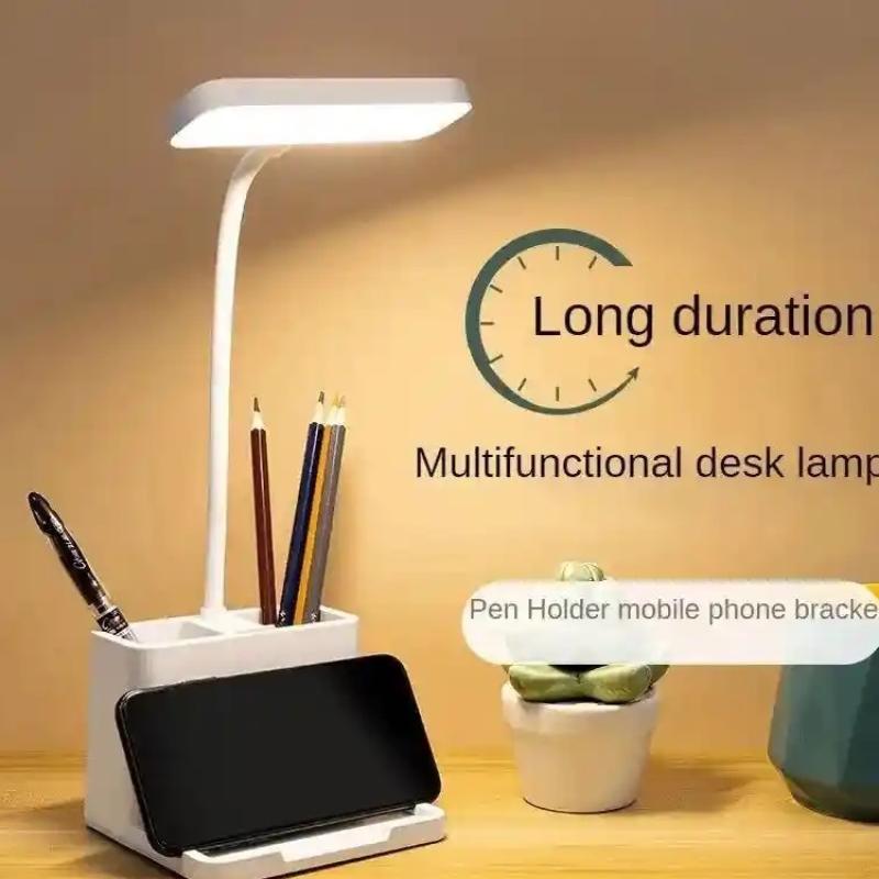 title`: `LED Study Lamp with Pen Holder & Phone Stand | Touch Dimmable Desk Light`