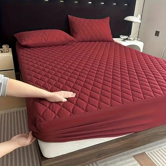Quilted Diamond Fitted Bed Sheet 3Pcs | Elastic | All Sizes | COD Pakistan