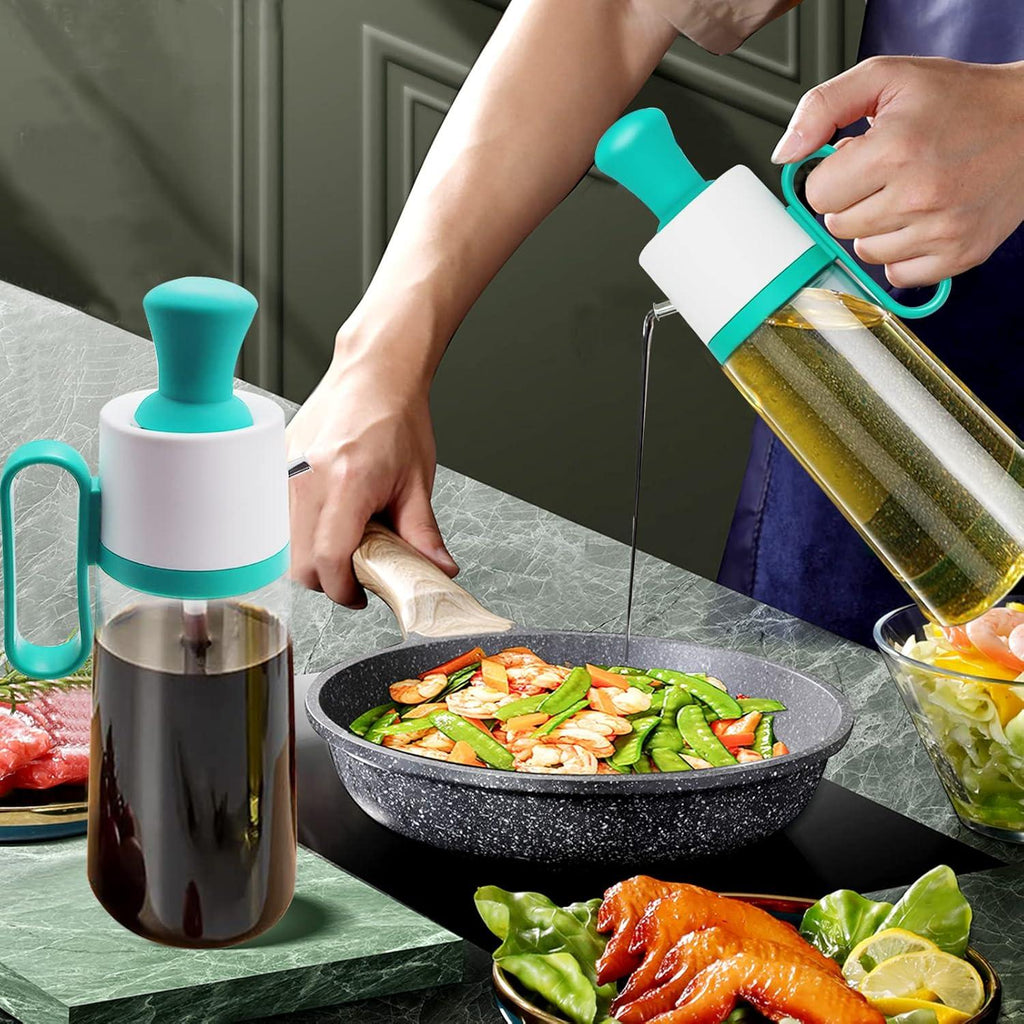 3-in-1 Oil Dispenser 550ml – Spray, Pour & Brush (BPA Free)