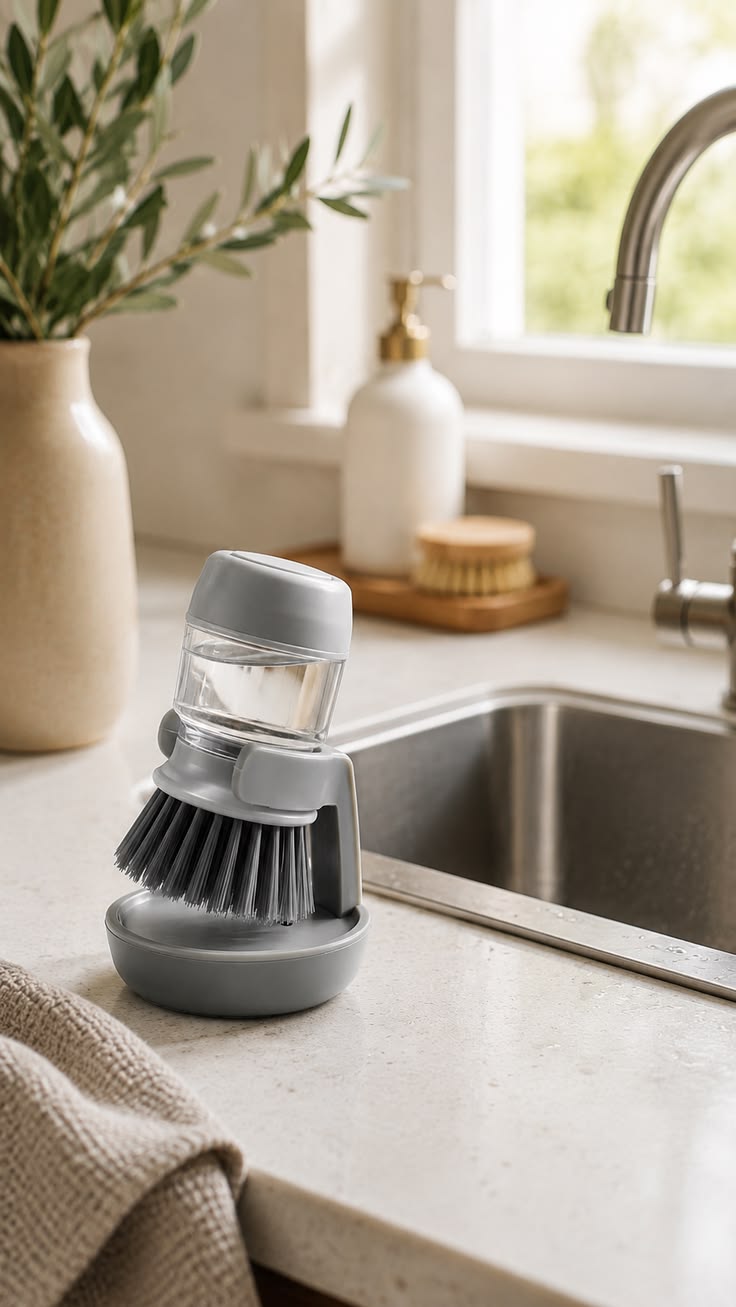 Self Dispensing Dish Brush | Built-in Soap  Dispenser | Kitchen Scrubber | Pakistan