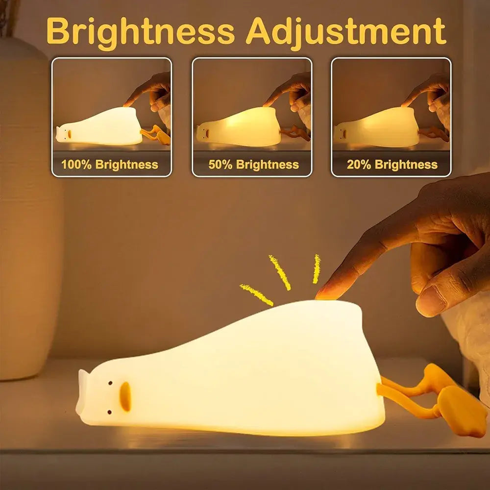 Duck Night Lamp 🦆 – Rechargeable Touch Light with Timer
