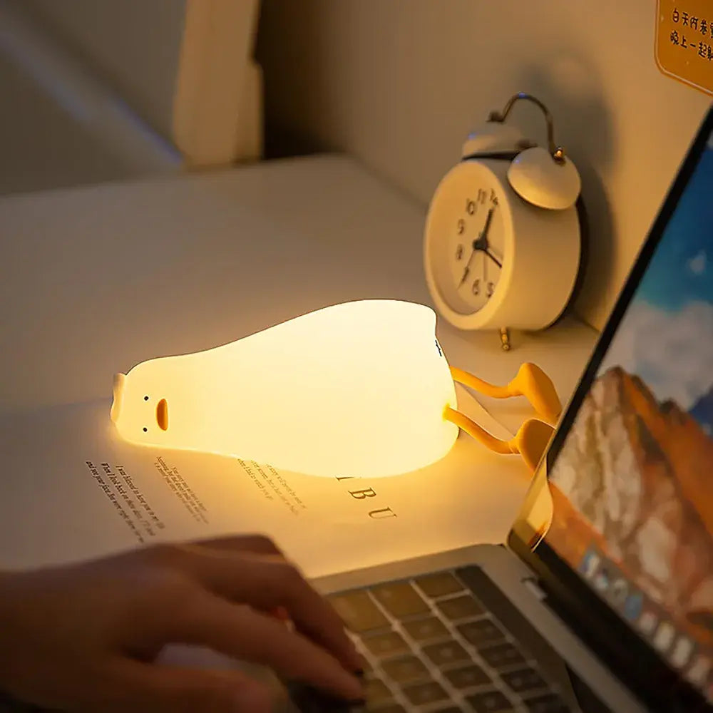 Duck Night Lamp 🦆 – Rechargeable Touch Light with Timer