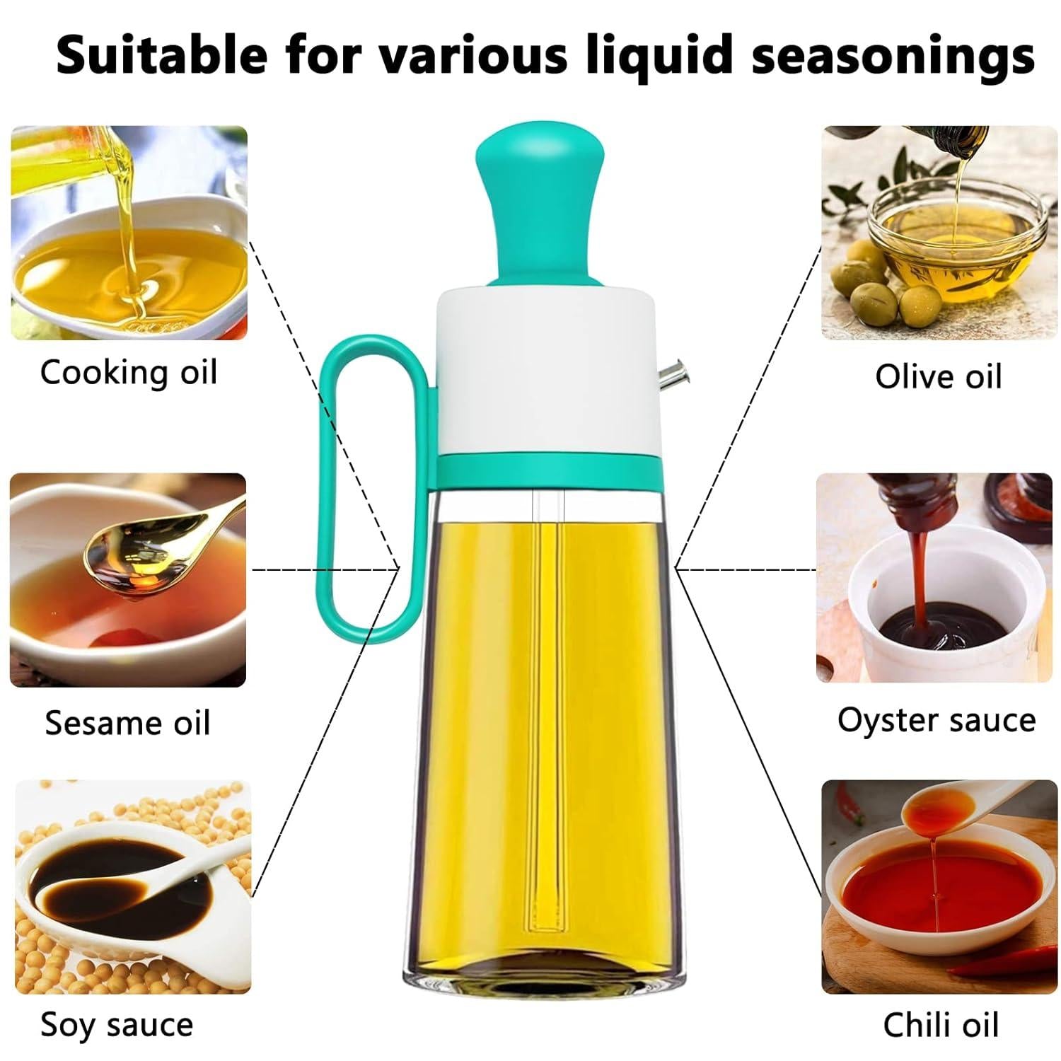3-in-1 Oil Dispenser 550ml – Spray, Pour & Brush (BPA Free)