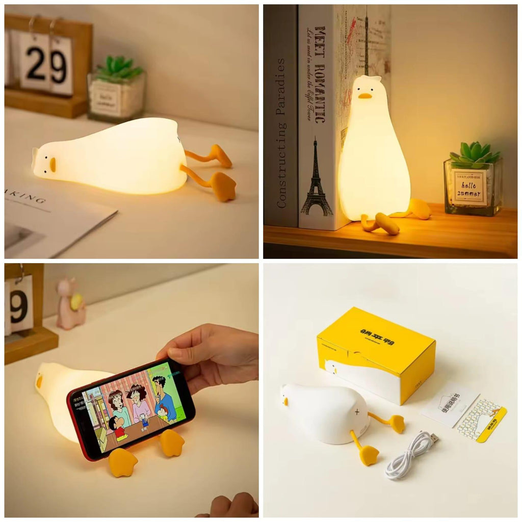 Duck Night Lamp 🦆 – Rechargeable Touch Light with Timer