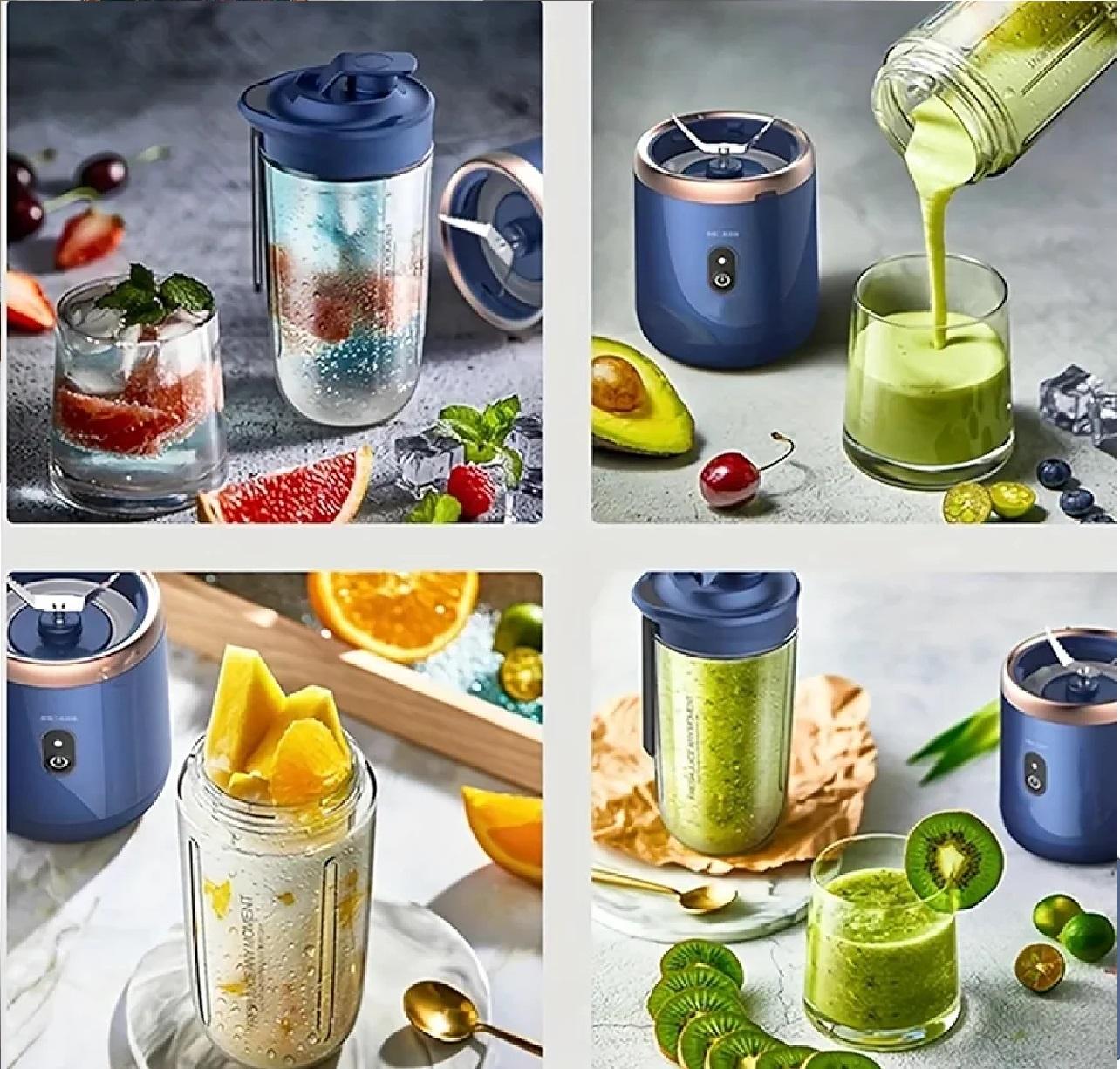 Hexa Blade 2in1 Rechargeable Mini Automatic  Electric Juicer | Portable USB Blender Cup |  Fresh Juice Smoothie Maker | Gym Home Travel  | Pakistan