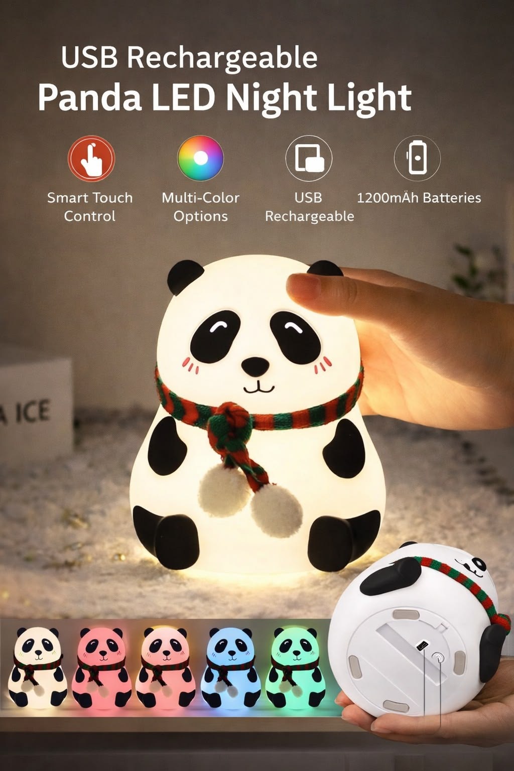 Panda LED Night Lamp YH-608 | Rechargeable Kids Lamp