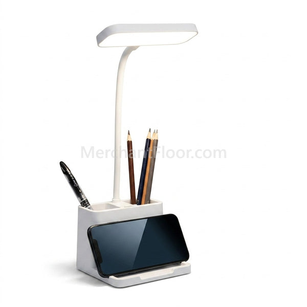 title`: `LED Study Lamp with Pen Holder & Phone Stand | Touch Dimmable Desk Light`