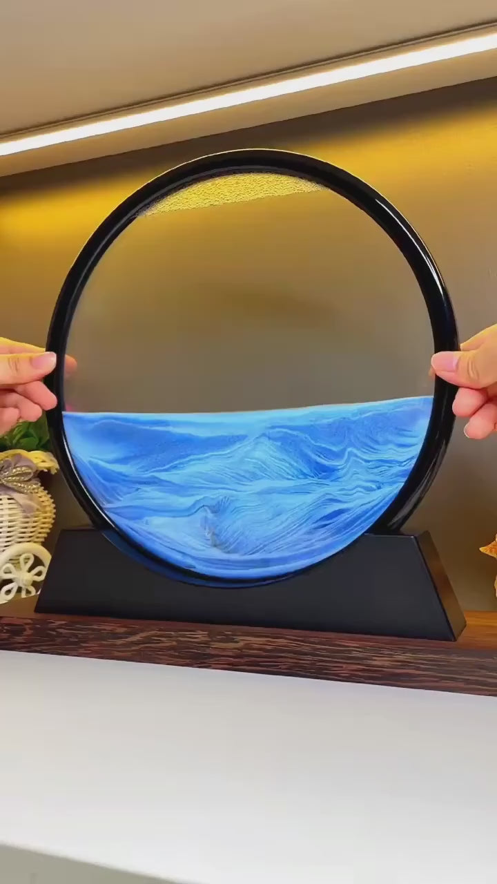 3D Moving Sand Art Lamp – Flowing Sand Painting Hourglass | LED Dynamic Sandscape Desk Lamp